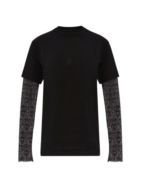 Givenchy layered cotton lace 4G-logo T-shirt