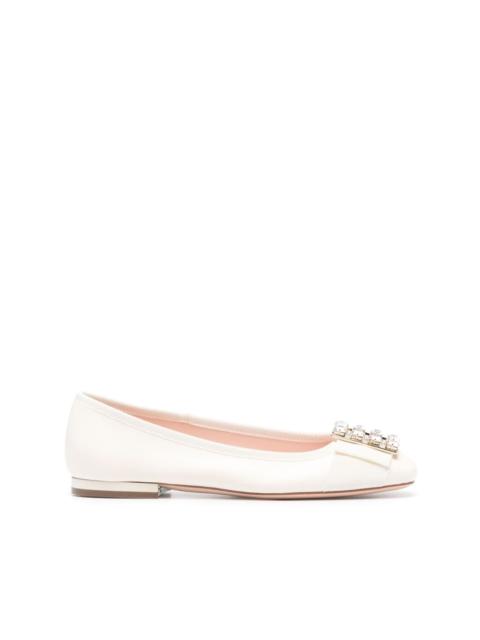 Roger Vivier crystal-embellished leather ballerina shoes