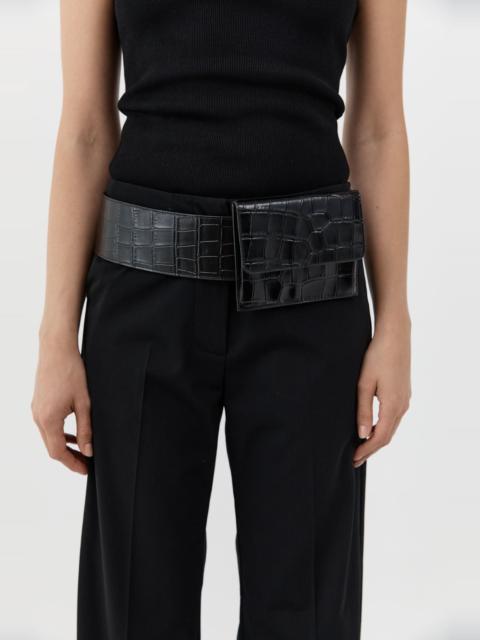 ST. AGNI Croc Pocket Belt - Croc Embossed Black