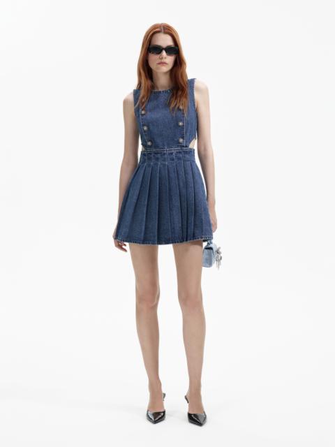 self-portrait Blue Denim Cut-Out Mini Dress