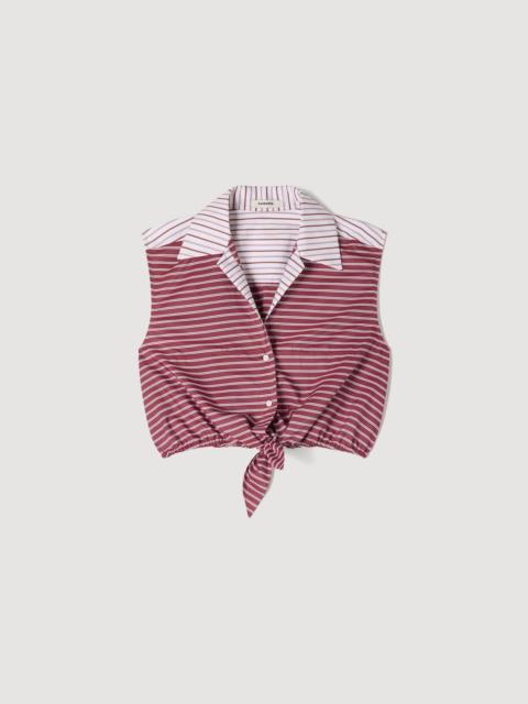 Sandro CROPPED STRIPED COTTON SHIRT