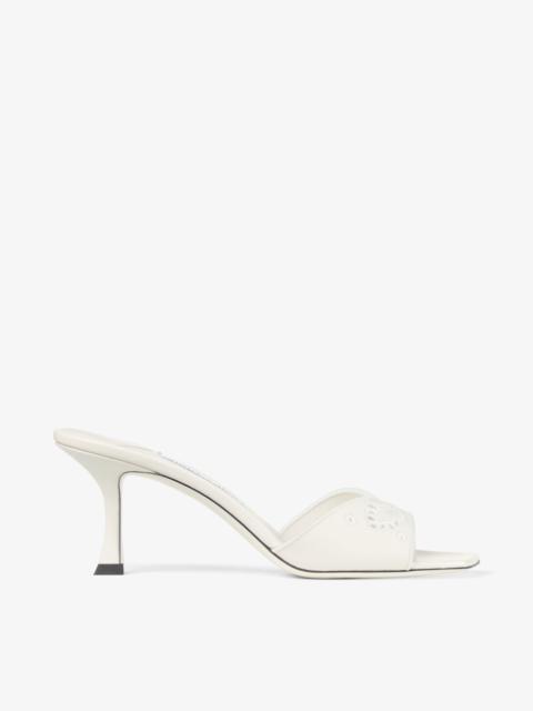 JIMMY CHOO Skye 70
Latte Leather Sandals With Sangallo Embroidery