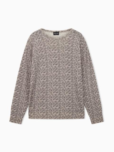 GIORGIO ARMANI PRINTED CASHMERE CREW-NECK JUMPER