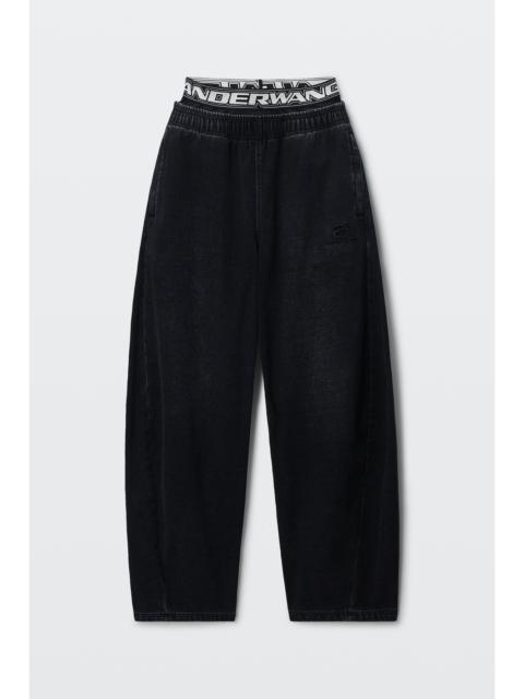 Alexander Wang brushed denim logo elastic sweatpant