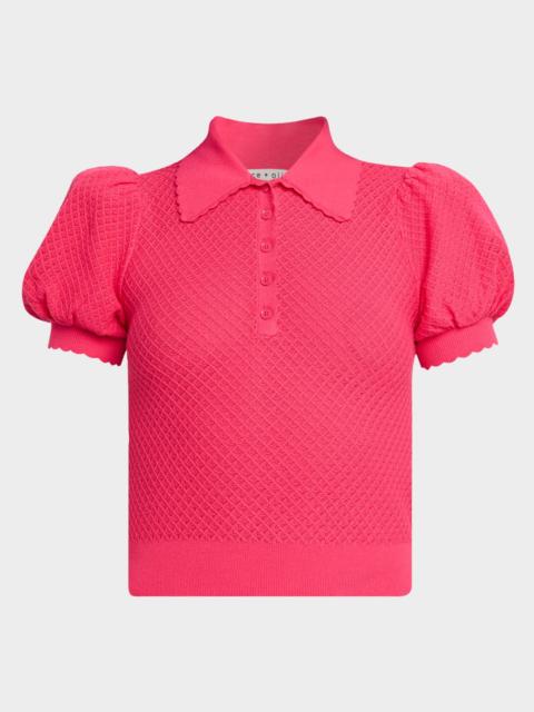Alice + Olivia Ramona Pointelle Knit Polo