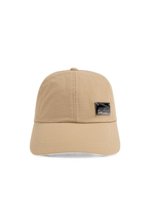EMPORIO ARMANI logo-plaque seersucker baseball cap