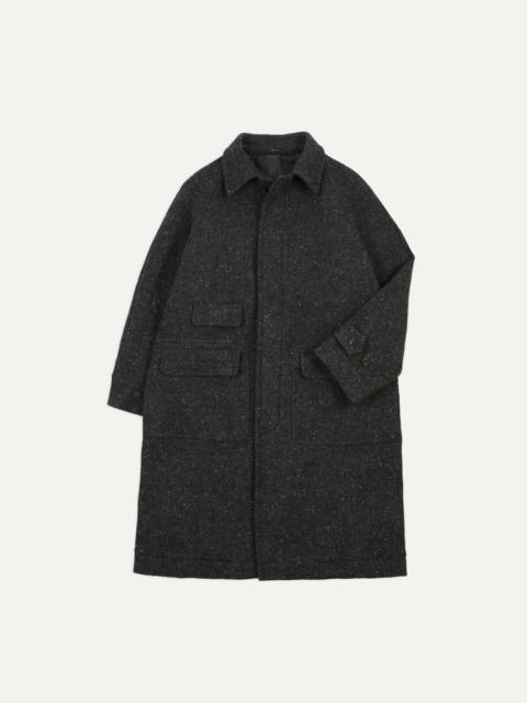 Drake's Grey Flecked Wool Raglan Coat