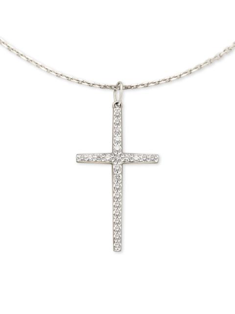 KENDRA SCOTT Large Cross 14k White Gold Pendant Necklace in White Diamond