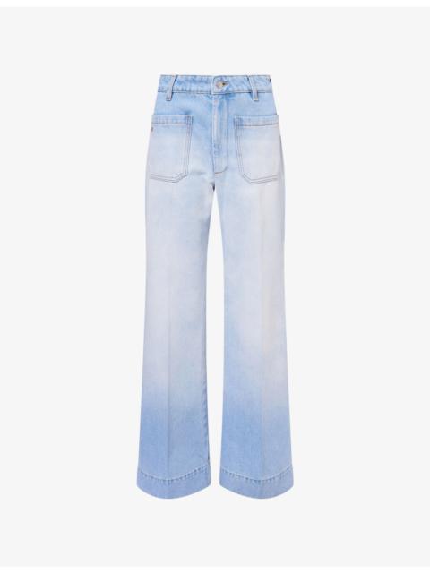 Victoria Beckham Alina High-Rise Wide-Leg Twill-Denim Jeans
