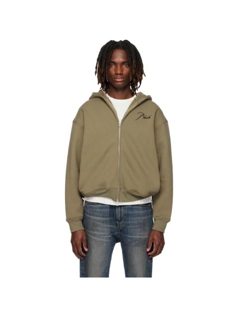 Rhude Khaki Classique Zip Up Hoodie