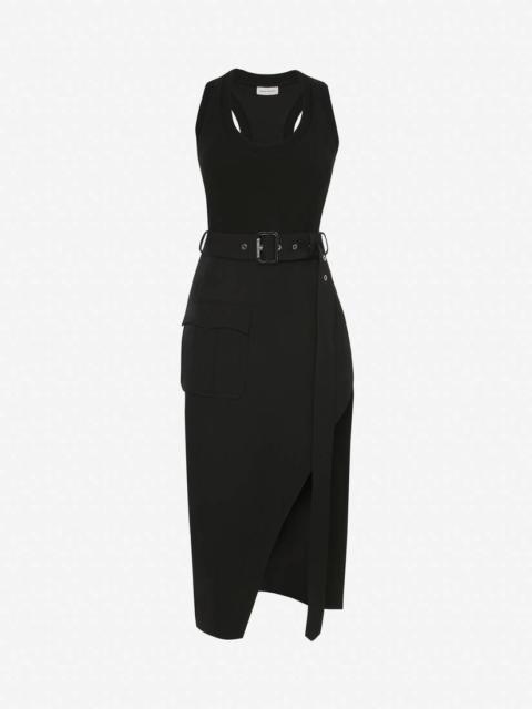 Women's Trompe L'oeil Pencil Dress in Black