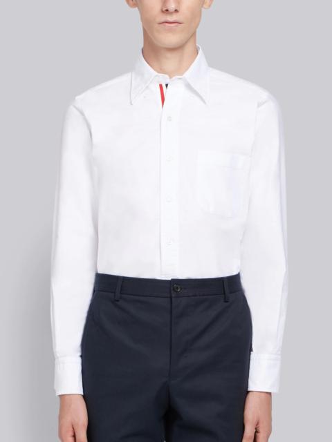 White Cotton Oxford Grosgrain Placket Shirt