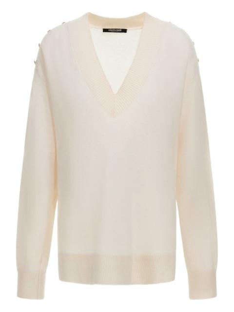 Roberto Cavalli V-neck button-embellished sweater