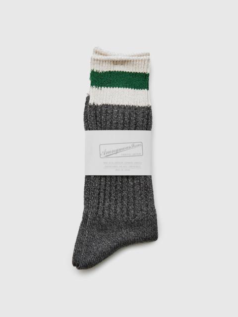 ANONYMOUSISM Cabin Stripe Crew Sock in Charcoal