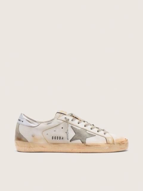 Golden Goose Men's tennis-inspired Super-Star in white leather with gray suede star
