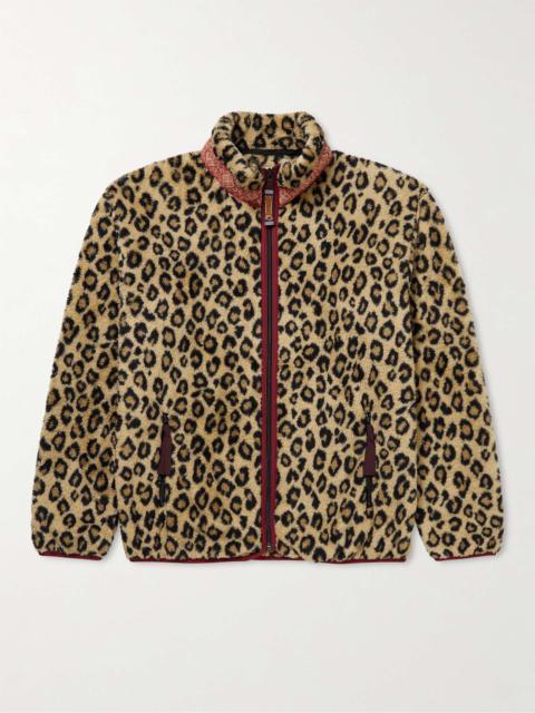 Kapital Leopard-Print Webbing-Trimmed Fleece Bomber Jacket