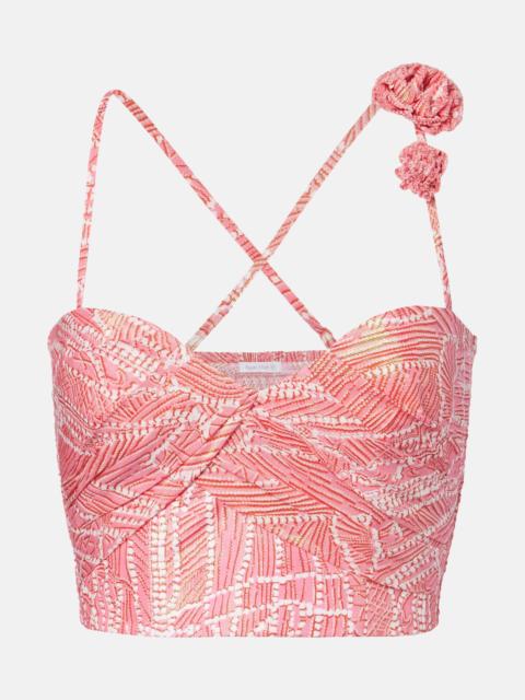 Poupette St Barth Palmire printed cotton-blend crop top