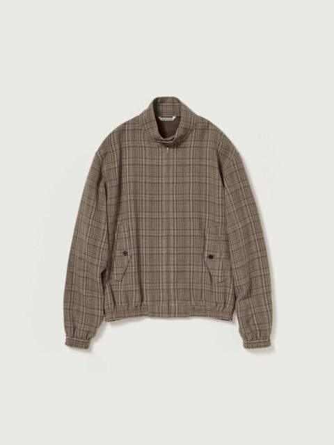 AURALEE SILK LINEN NEP CHECK ZIP BLOUSON