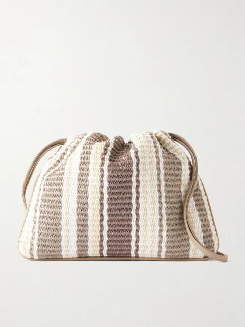 Brunello Cucinelli Striped Leather-trimmed Raffia Shoulder Bag