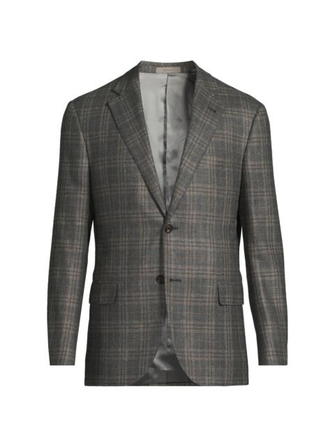 CORNELIANI Men's Plaid Silk-Wool Sport Coat - Blue Natural
