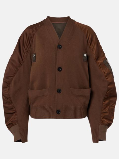 sacai Cotton-blend and twill cardigan