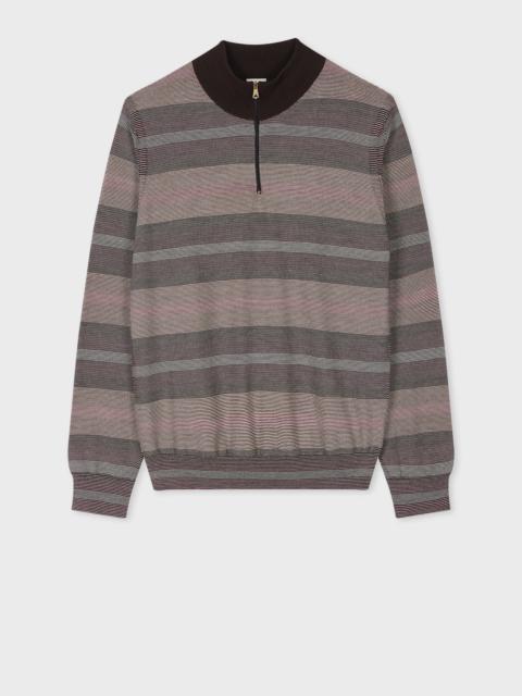 Paul Smith Hazy Stripe Cotton And Wool-Blend Zip-Neck Sweater