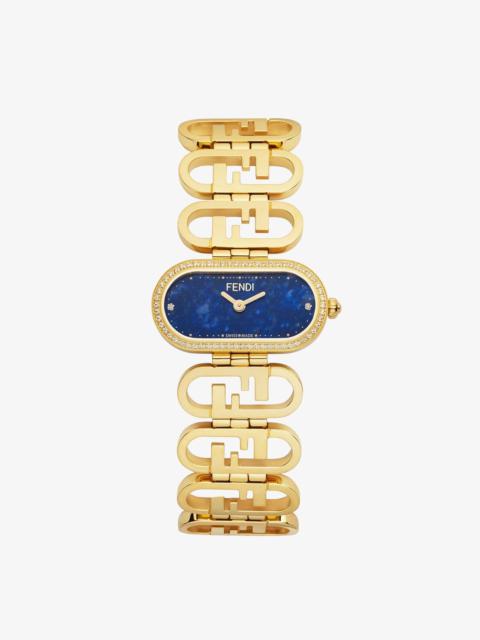 FENDI Oval case, 28.30 x 14.80 mm, in shiny gold-colored stainless steel, bezel with 62 diamonds, approxim