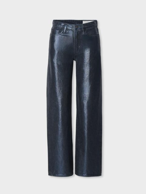 rag & bone Logan Foil-Coated Wide-Leg Jean Mid-Rise in Rigid Denim