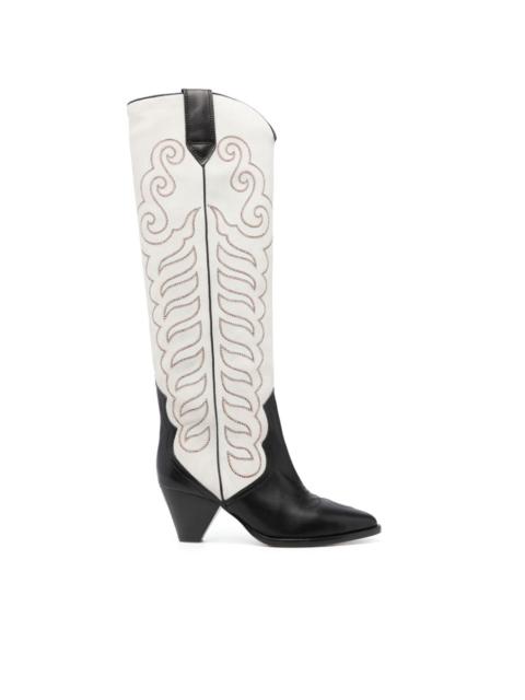 Liela 60mm embroidered leather boots