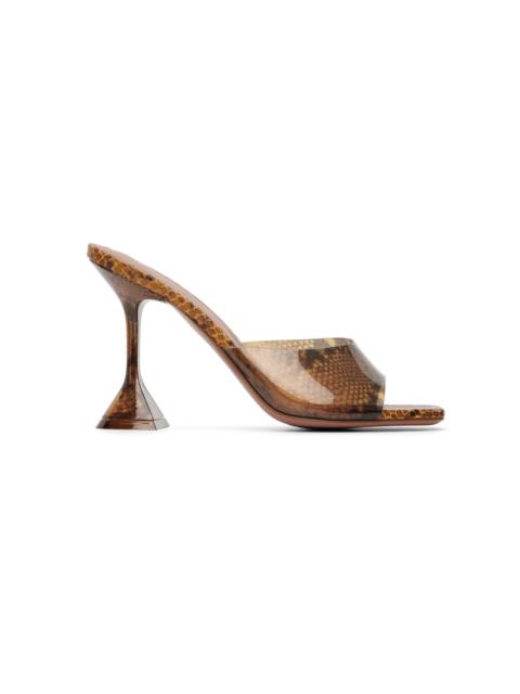 Amina Muaddi Brown Lupita Glass Slipper 95 Heeled Sandals