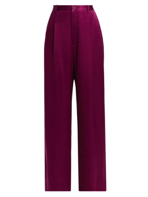 LAPOINTE Women's Relaxed Pleated Satin Pants - Berry