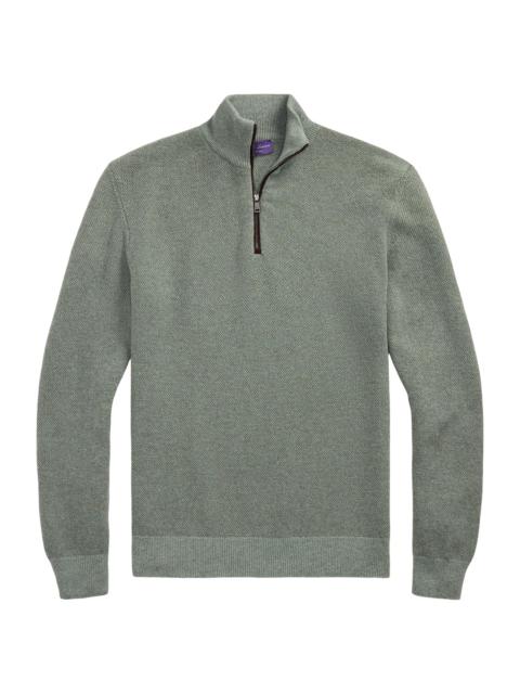 Ralph Lauren Men's Birdseye Cashmere Quarter-Zip Sweater - Sea Spray