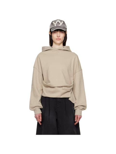 OPEN YY Beige Deconstructed Hoodie