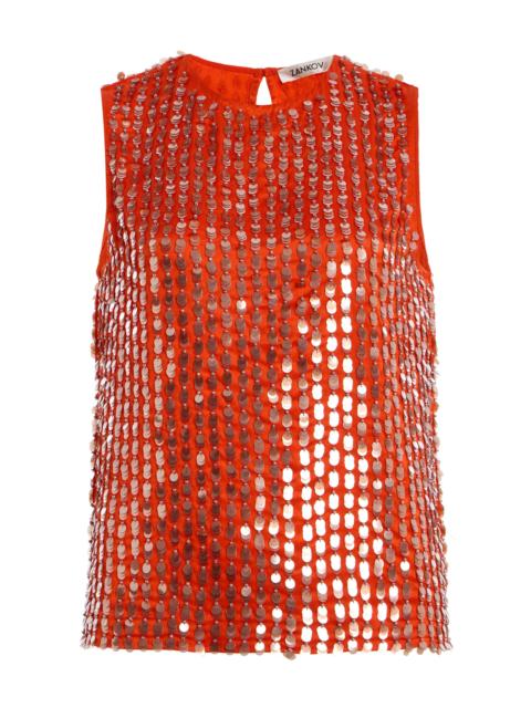 ZANKOV Eleanor Beaded Silk Top red