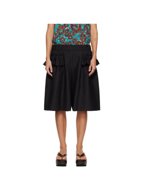 Dries Van Noten Black Ruffled Shorts