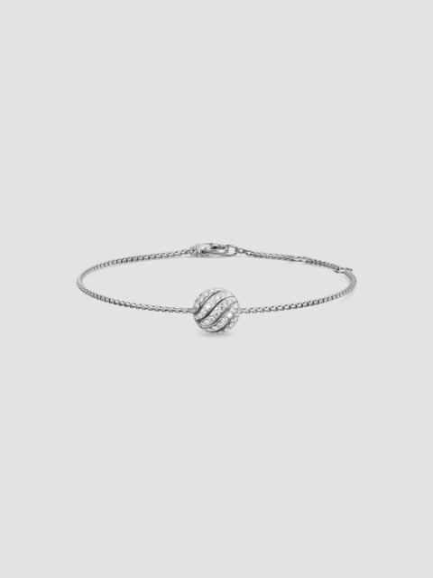 DAVID YURMAN Women's Sculpted Cable Center Station Chain Bracelet in Sterling Silver with Diamonds, 10MM - Silver