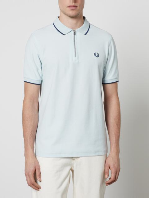 Fred Perry Men's Crepe Pique Zip Neck Polo Shirt - Light Ice