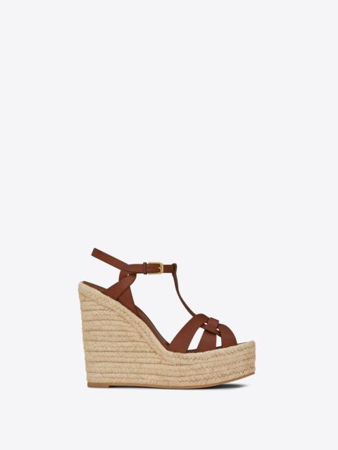 SAINT LAURENT tribute espadrilles wedge in smooth leather
