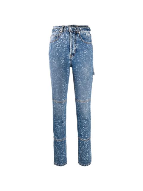 MSGM paint-splattered slim-fit jeans