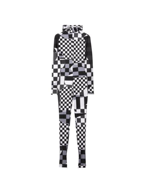 Giardino-print hooded jumpsuit