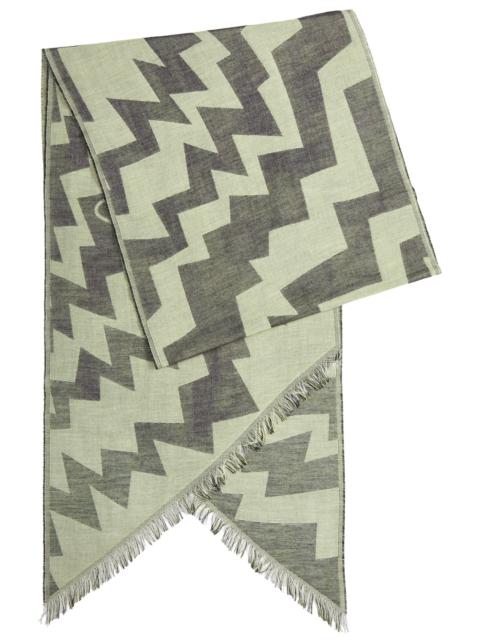 Zigzag logo-jacquard cotton scarf