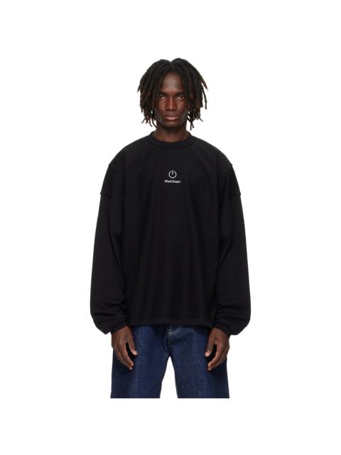 VETEMENTS Black 'Shut Down' Embroidered Longsleeve Sweatshirt