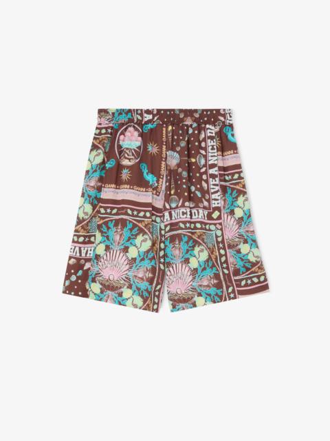 GANNI SHORTS IN PRINTED TWILL