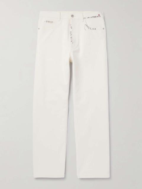Marni Straight-Leg Logo-Embroidered Cotton-Drill Trousers