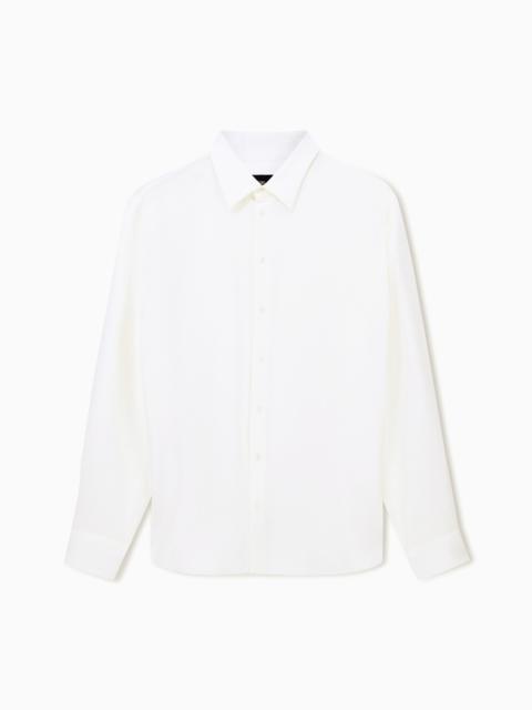 GIORGIO ARMANI SHIRT REGULAR FIT IN VISCOSE AND SILK DIAGONAL CLOQUE WEAVE