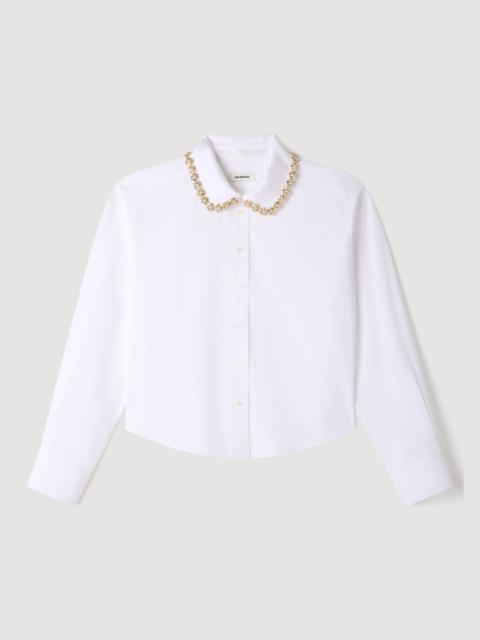 Sandro CROPPED JEWEL COLLAR SHIRT