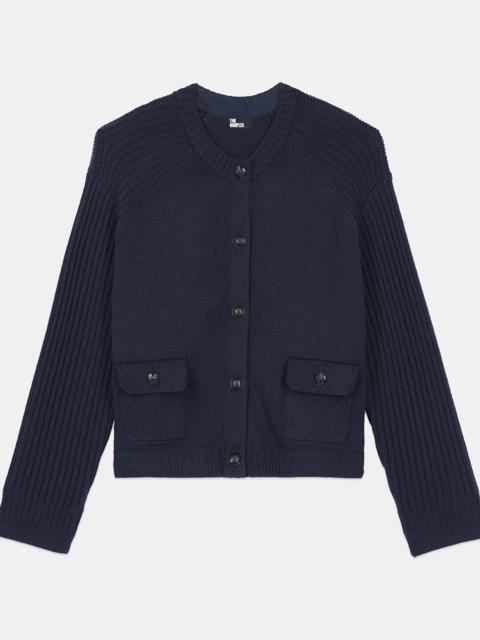 The Kooples NAVY BLUE WOOL CARDIGAN