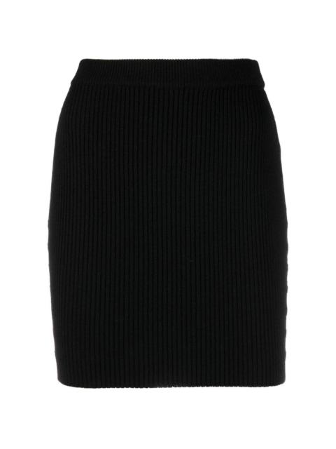 high-waisted knitted mini skirt