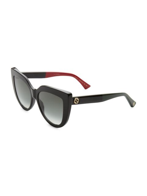 GUCCI Women's 53MM Colorblocked Arm Cat Eye Sunglasses - Black