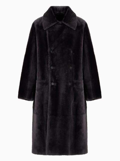 EMPORIO ARMANI Reversible, double-breasted sheepskin coat in Italian merino shearling